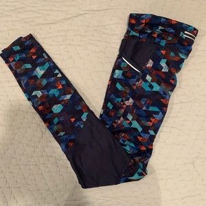 Athleta leggings in blue abstract pattern